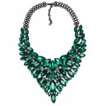 Emerald Marquise Stone Black Chain Statement Necklace